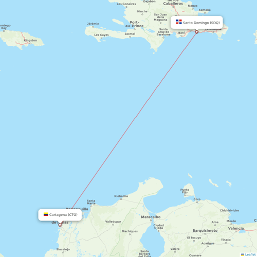 Asian Air flights between Cartagena and Santo Domingo