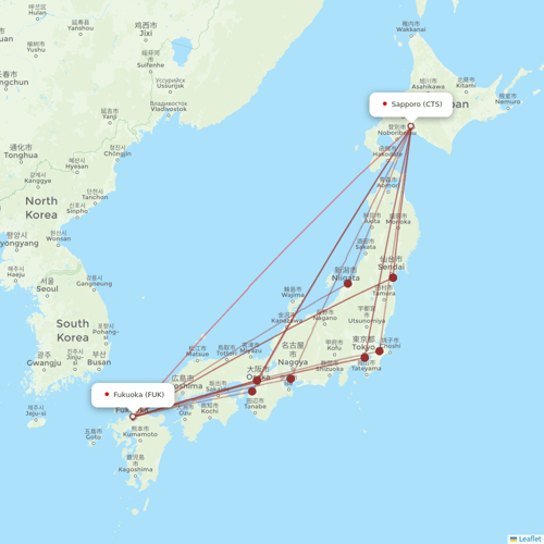 Peach Aviation flights between Sapporo and Fukuoka