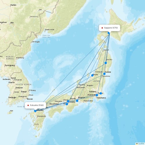 Peach Aviation flights between Sapporo and Fukuoka