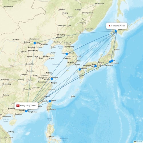Hong Kong Airlines flights between Sapporo and Hong Kong