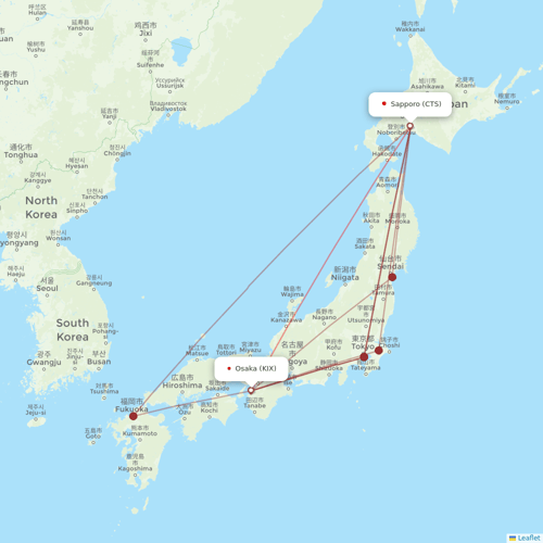 Peach Aviation flights between Sapporo and Osaka