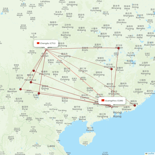 Sichuan Airlines flights between Chengdu and Guangzhou