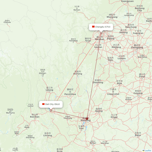 Tibet Airlines flights between Chengdu and Dali City