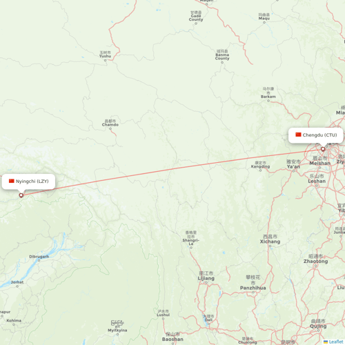 Tibet Airlines flights between Chengdu and Nyingchi