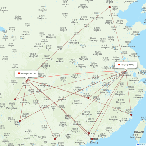 Sichuan Airlines flights between Chengdu and Nanjing