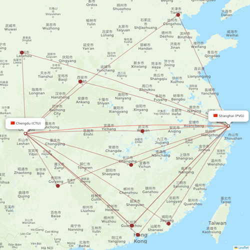Sichuan Airlines flights between Chengdu and Shanghai