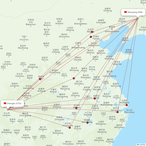 Chengdu Airlines flights between Chengdu and Shenyang