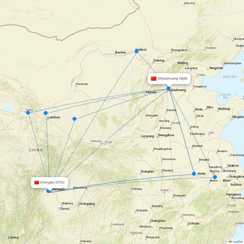 Tibet Airlines flights between Chengdu and Shijiazhuang