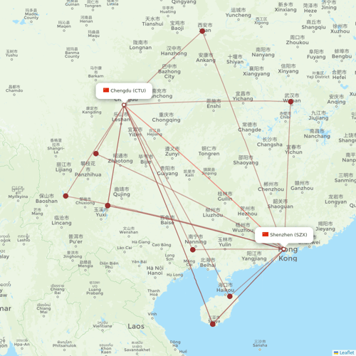 Sichuan Airlines flights between Chengdu and Shenzhen