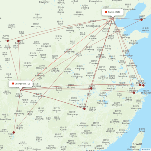 Sichuan Airlines flights between Chengdu and Tianjin