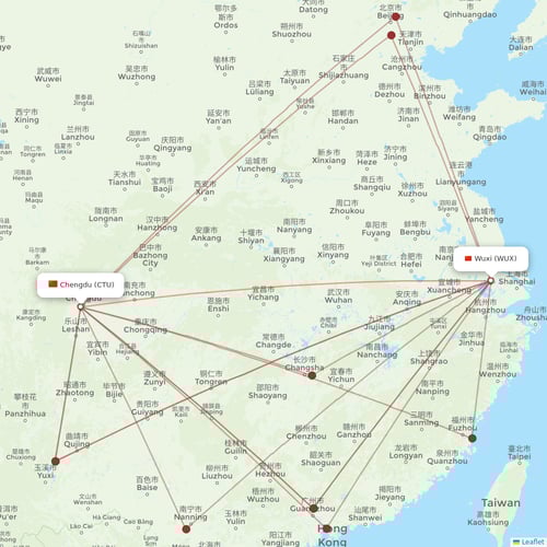 Sichuan Airlines flights between Chengdu and Wuxi