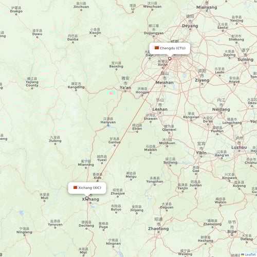 Sichuan Airlines flights between Chengdu and Xichang