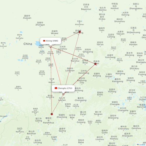 Tibet Airlines flights between Chengdu and Xining