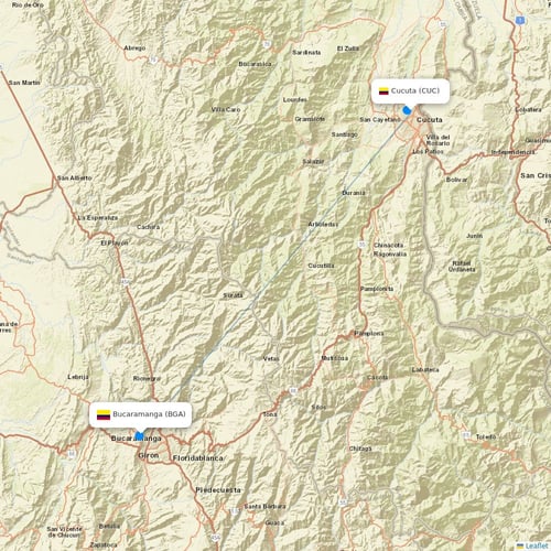 EasyFly flights between Cucuta and Bucaramanga