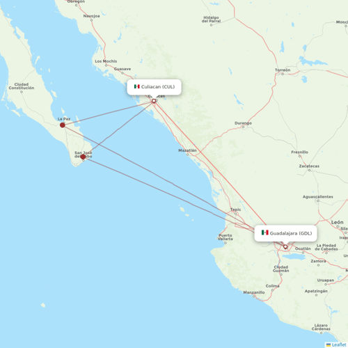 Volaris flights between Culiacan and Guadalajara