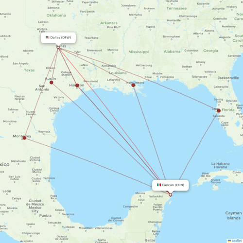 Sun Country Airlines flights between Cancun and Dallas