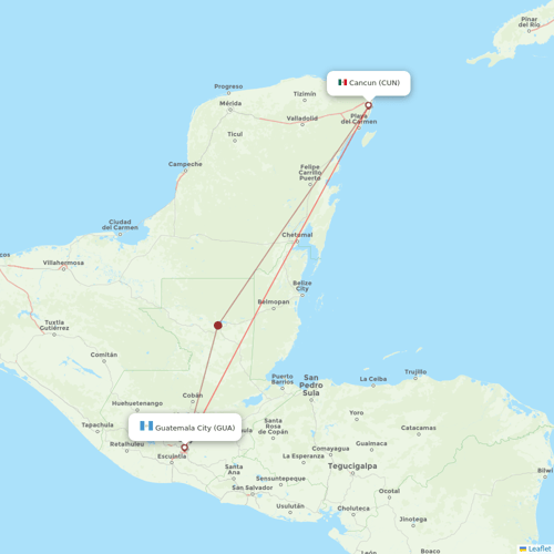 Aerolineas MAS flights between Cancun and Guatemala City