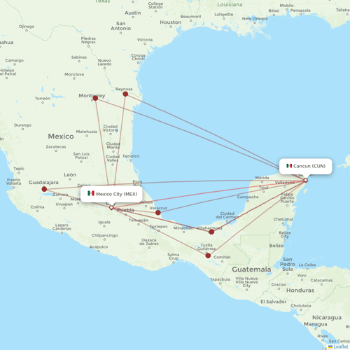 VivaAerobus flights between Cancun and Mexico City