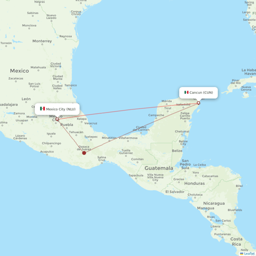 Aeromexico flights between Cancun and Mexico City