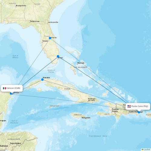 Asian Air flights between Cancun and Punta Cana