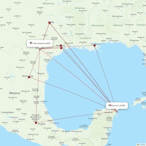 Sun Country Airlines flights between Cancun and San Antonio