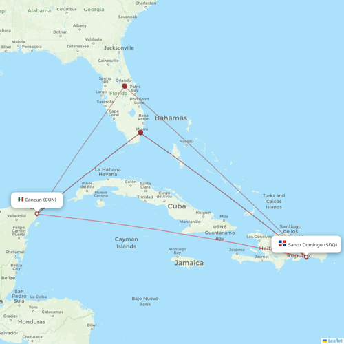 Asian Air flights between Cancun and Santo Domingo