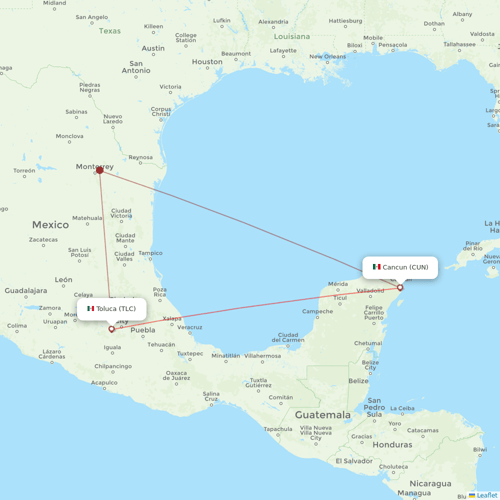 Volaris flights between Cancun and Toluca