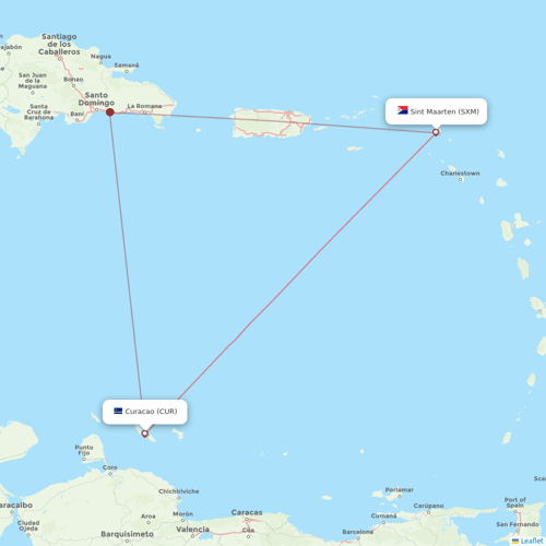 Winair flights between Curacao and Sint Maarten