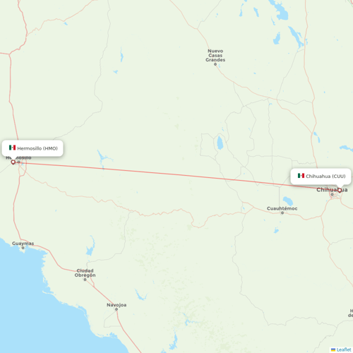 TAR Aerolineas flights between Chihuahua and Hermosillo