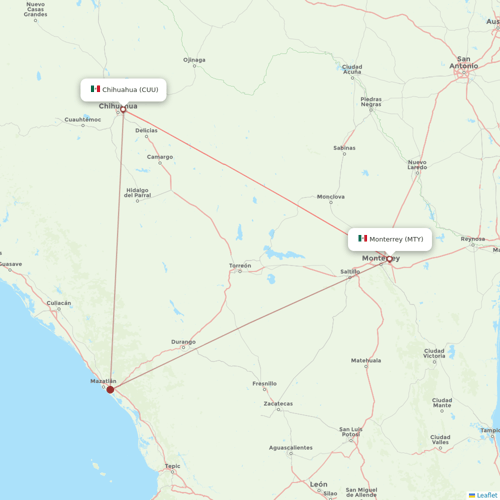 VivaAerobus flights between Chihuahua and Monterrey