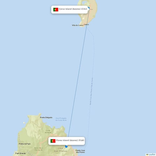 SATA - Air Acores flights between Corvo Island (Azores) and Flores Island (Azores)