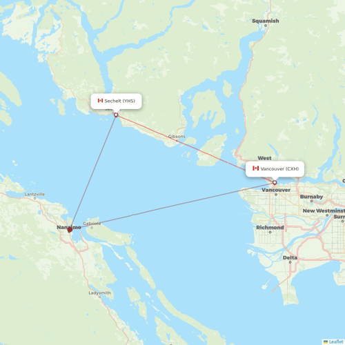 Harbour Air flights between Vancouver and Sechelt