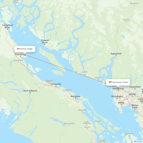 Harbour Air flights between Vancouver and Comox