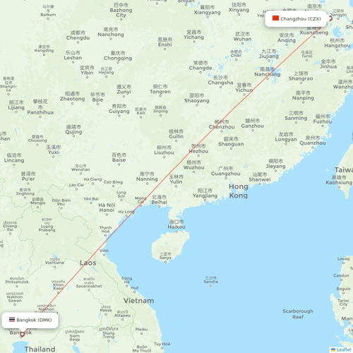 Thai Lion Air flights between Changzhou and Bangkok