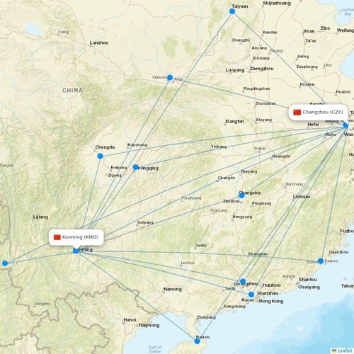 Kunming Airlines flights between Changzhou and Kunming