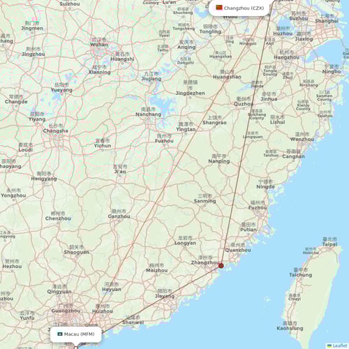 Air Macau flights between Changzhou and Macau