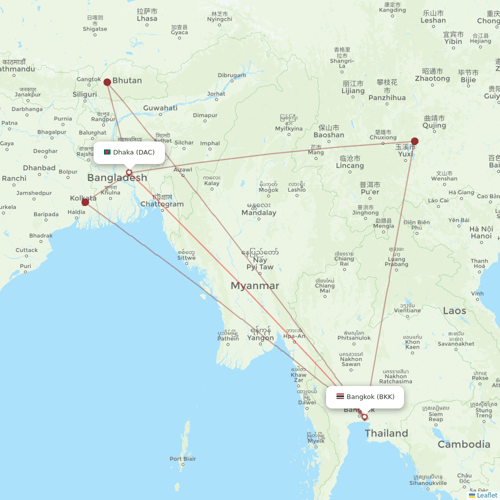 Thai Airways International flights between Dhaka and Bangkok