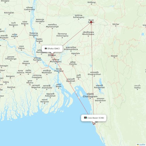 Novoair flights between Dhaka and Coxs Bazar