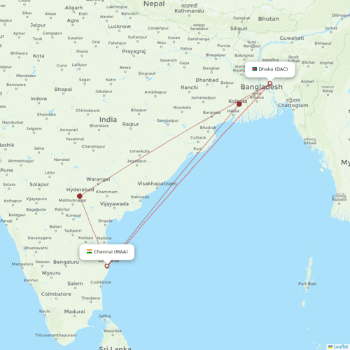 US-Bangla Airlines flights between Dhaka and Chennai