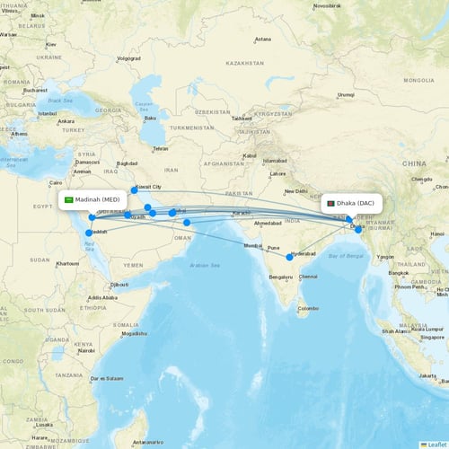 Biman Bangladesh Airlines flights between Dhaka and Madinah