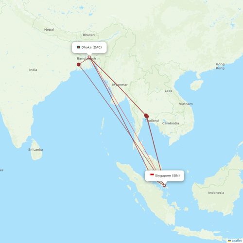 US-Bangla Airlines flights between Dhaka and Singapore