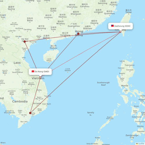 Tigerair Taiwan flights between Da Nang and Kaohsiung