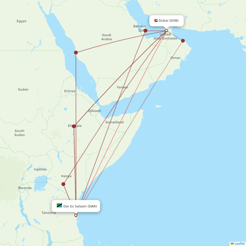 Air Tanzania flights between Dar Es Salaam and Dubai