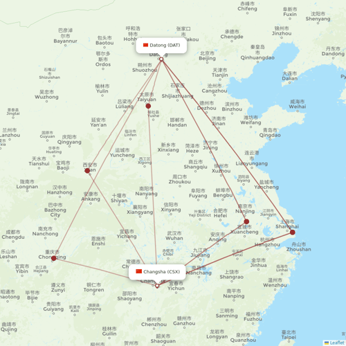 Ruili Airlines flights between Datong and Changsha