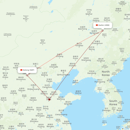 Ruili Airlines flights between Datong and Harbin