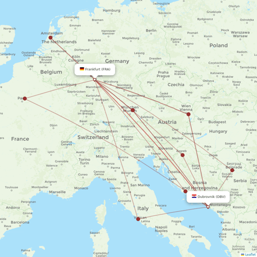 Airbus Transport International flights between Dubrovnik and Frankfurt