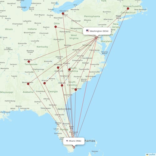 American Airlines flights between Washington and Miami