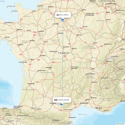 Chalair flights between Castres and Paris