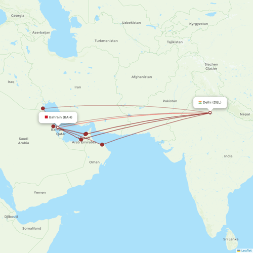 Gulf Air flights between Delhi and Bahrain