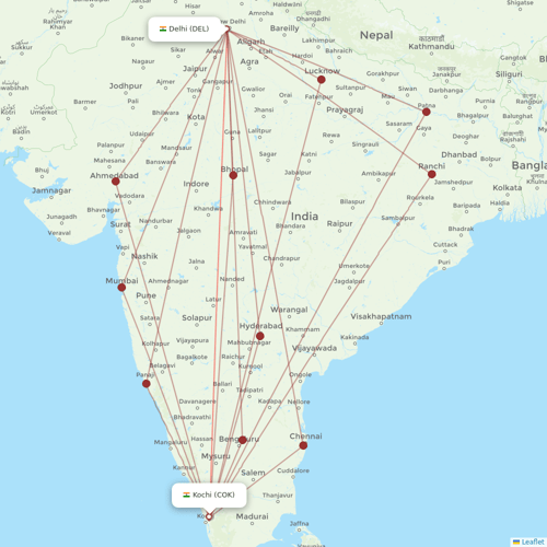 Air India flights between Delhi and Kochi